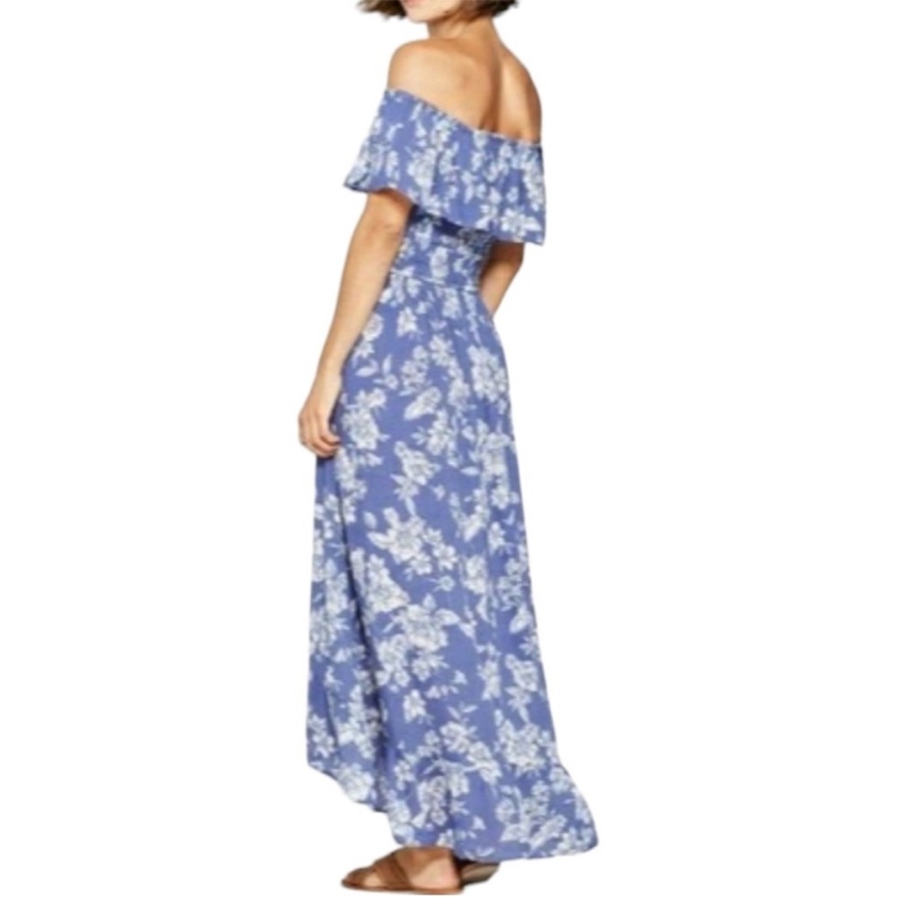 Xhilaration Blue Floral Print Off The Shoulder Maxi Dress / NWT - Picture 3 of 3